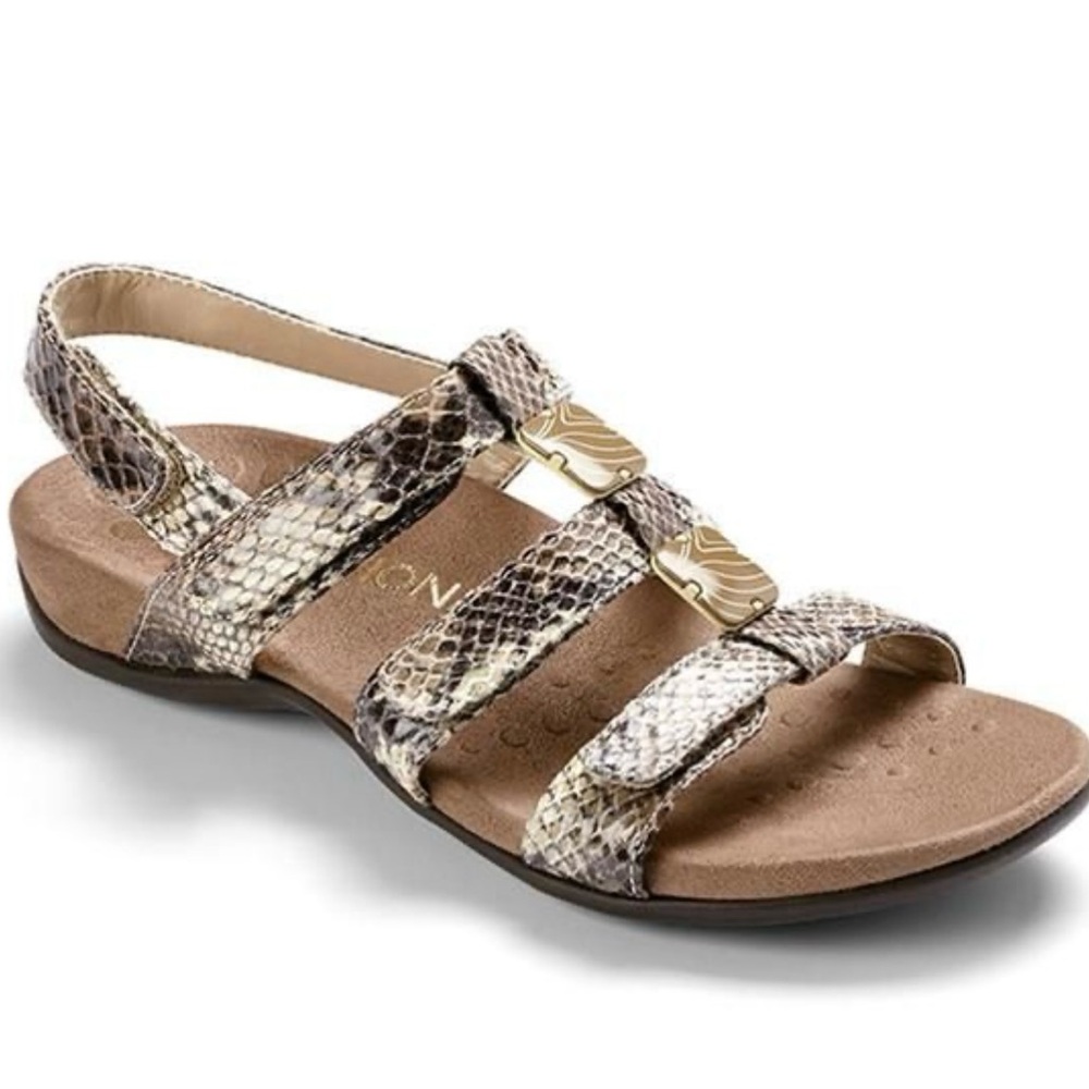 Vionic Amber Backstrap Sandal -Adjustable Walking Sandal size 7 In Snakeskin